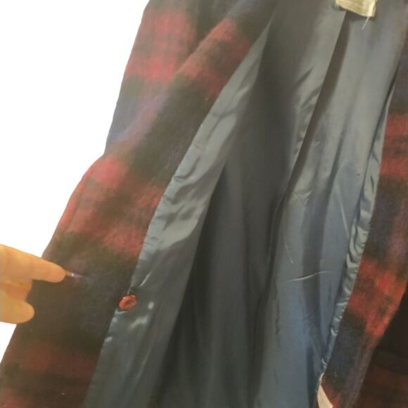 Henry White Dublin Ireland  purple/blue plaid wool and mohair coat size 16 - Picture 5 of 12